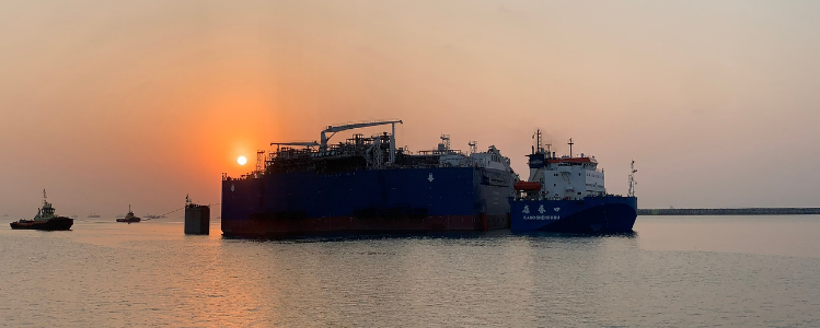 Floating Regasification Unit at Sunset